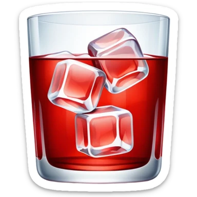 Red water in a glass with ice sticker