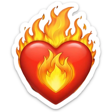 Black fire heart sticker
