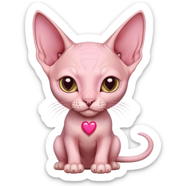 sphynx cat with hearts sticker