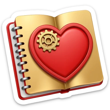 open CRM address book with a heart and gear, emoji style sticker