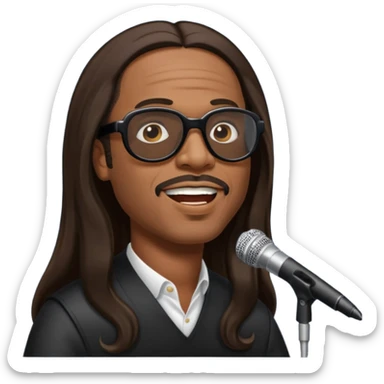 Stevie Wonder with dark brown long hair sticker