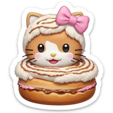 my emoji is hellokitty with cinnamon roll sticker