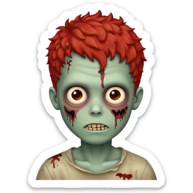 Create an emoji of zombie boy with red and short curly hair sticker