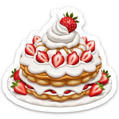 Funnel cake topped with strawberries and whip cream sticker