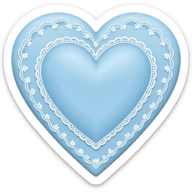 baby blue heart with white lace sticker