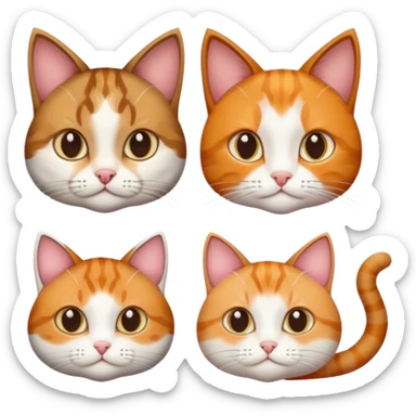 3 cats and each are different natural colours; brown tabby and white, calico, and ginger and white sticker