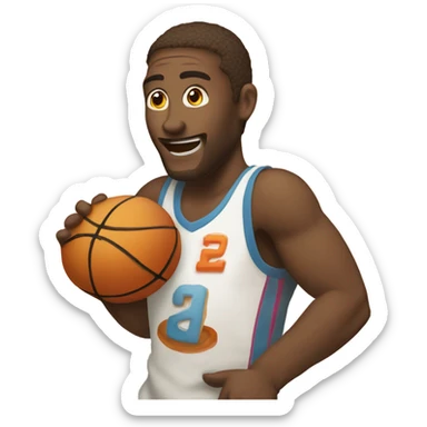 Caucasian Dunking a donut basketball sticker