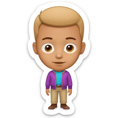 very big head and small body proportion male cartoon sticker