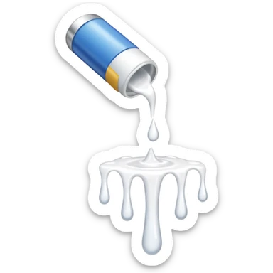 individual white glue white drops falling and dripping down out of a tube, all white sticker