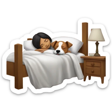 Mexican girl sleeping in bed with a jack Russel terrier  sticker