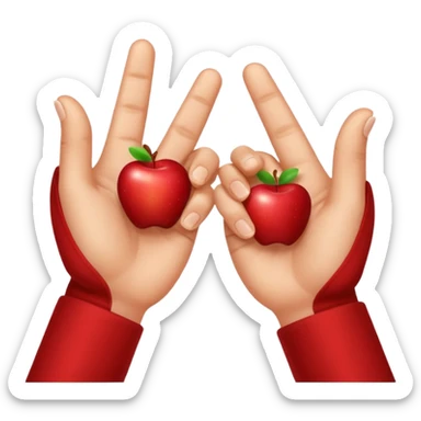two hands with index fingers extended, gently touching at the fingertips, apple emoji style sticker