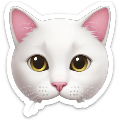 White cat love pink sticker