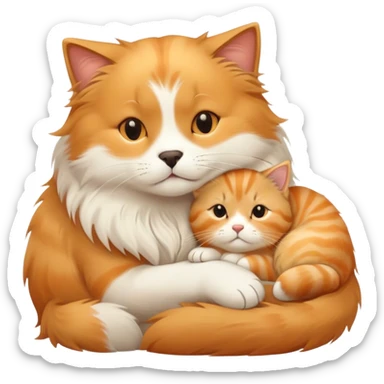 Cat snuggling with a dog sticker