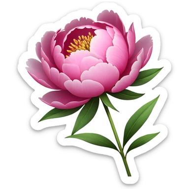 single pink Peony, straight stem sticker