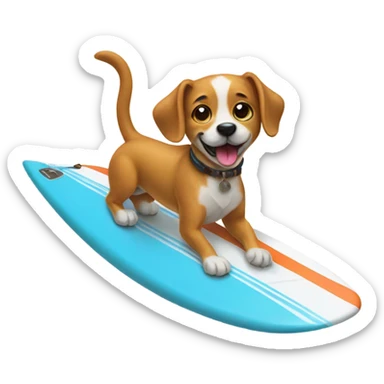Dog riding a surfboard  sticker