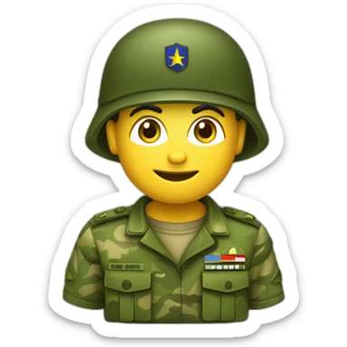 crie um emoji de um militar do exercito brasileiro com o camuflado típico sticker