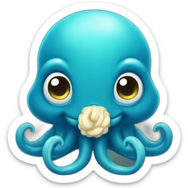cute blue kraken with adorable face  loving sticker