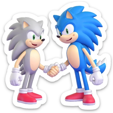 Sonic the Hedgehog and Silver the Hedgehog fist bumping sticker