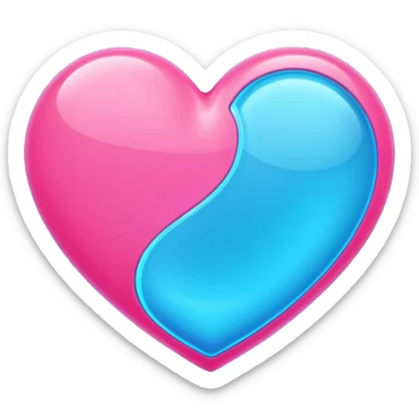 Neon pink and light blue heart sticker