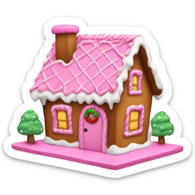 A pink gingerbread house sticker