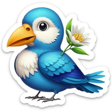 A bird carrying a white flower on its mouse  sticker