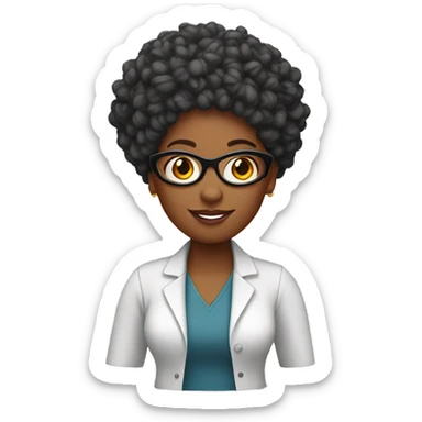 black woman, teacher with orange curly hair with crochet in her hand sticker