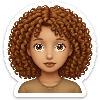 tan skinned,brown curly haired girl  sticker