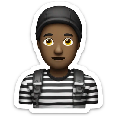 robber with an black and white stripes shirt sticker