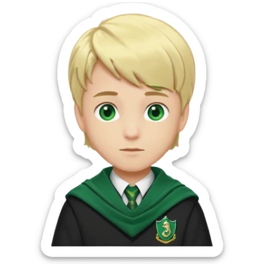 blonde hair boy in Slytherin uniform with green scarf sticker