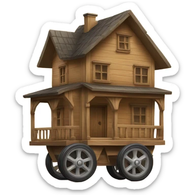 Big Wooden House on small wheels sticker