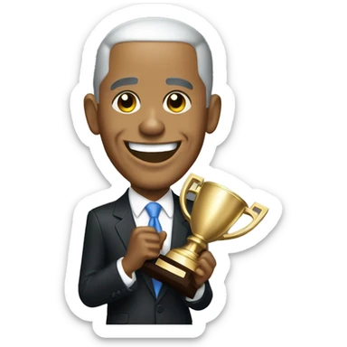 Barack Obama celebrating with a trophy sticker