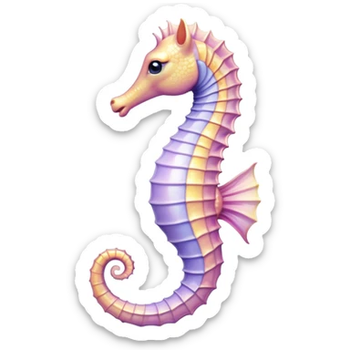 Cinematic Realistic Noble Sea Horse Portrait Emoji, Poised and graceful, with a slender, curved body and an elegantly arched neck adorned with finely detailed, shimmering scales in soft pastel hues, and gentle, focused eyes, rendered with lifelike texture and natural light; high shine, intelligent and serene, styled with an air of oceanic elegance, focused and attentive, soft glowing outline, capturing the essence of a watchful and confident sea horse that appears to drift out of the screen with effortless grace! sticker