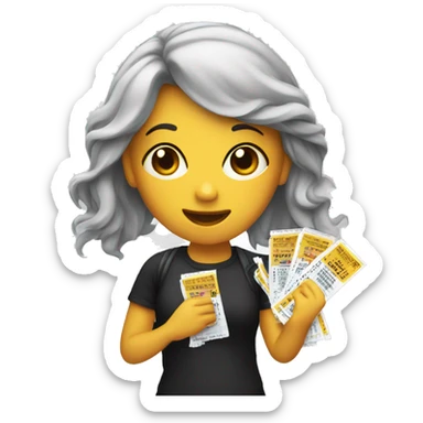 Girl holding concert tickets  sticker