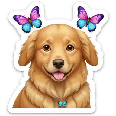 a portrait dog with butterflies sticker