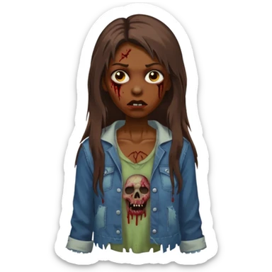 Long hair Brown zumbi famele sticker