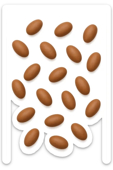 feci a palline leggermente allungate viste dall'alto sticker