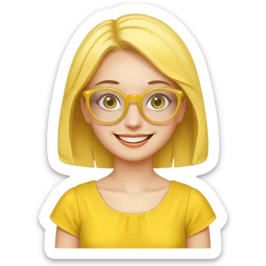yellow glasses and yellow dressed woman sticker