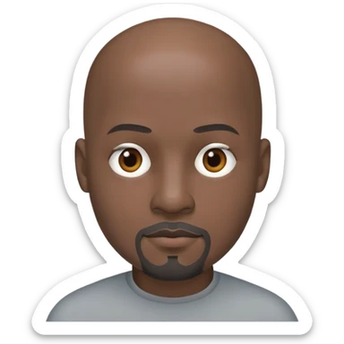 Black bald head short gray goatee sticker