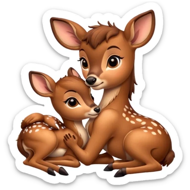 two Bambi deer hugging sticker