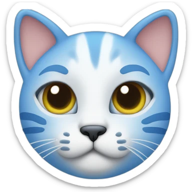 Blue simplistic sketch of a cute cat face sticker