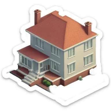 isometric 1930's3 bedroom house sticker