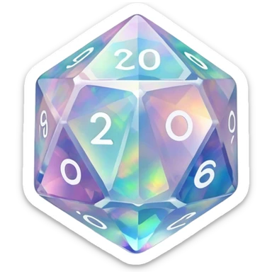 opal crystal gemstone d20 dice sticker