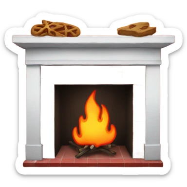 Red Christmas cookie in a fire place  sticker