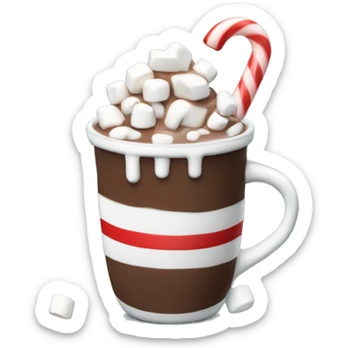 Hot chocolate with marshmallows and a candy cane  sticker