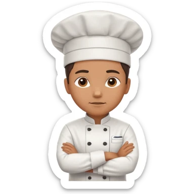 Serious Head Chef – arms crossed, clean uniform, focused expression sticker