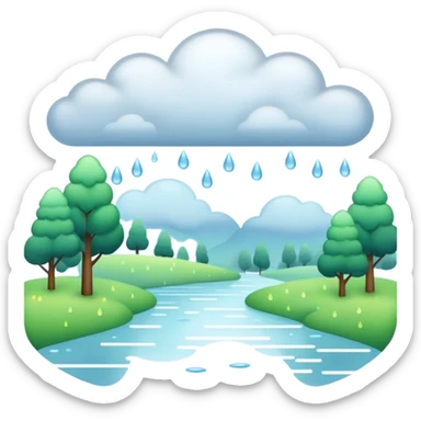 Aesthetic landscape on which it is raining and cloudy  sticker