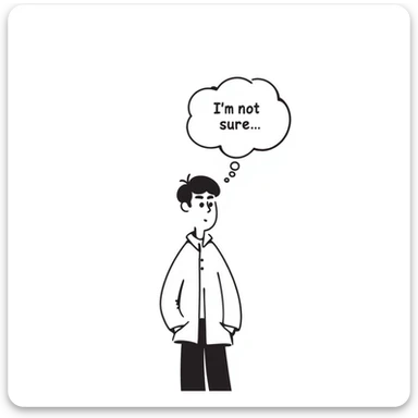 A Chinese man thinking with a speech bubble that says "I'm not sure." sticker