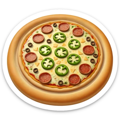 pizza with mushroom, green pepper, sausage sticker