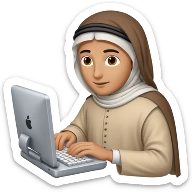 arab typing on computer sticker