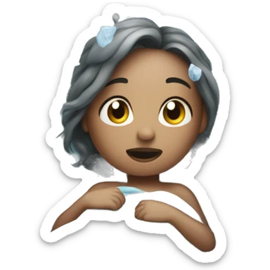 Girl shivering in bed of ice sticker